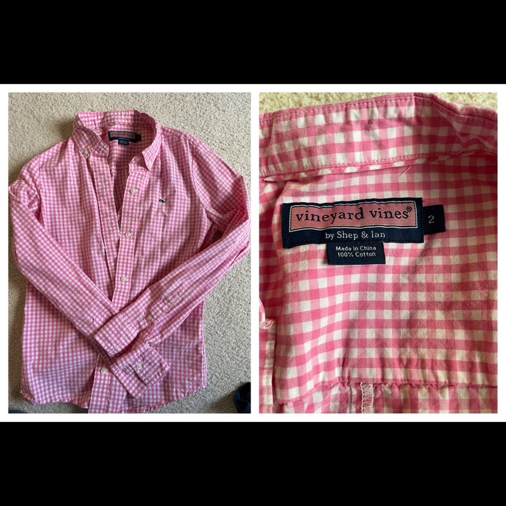 Vineyard vines pink gingham button down